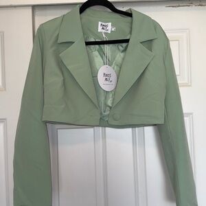 Mint/Sage Green Cropped Blazer Princess Polly